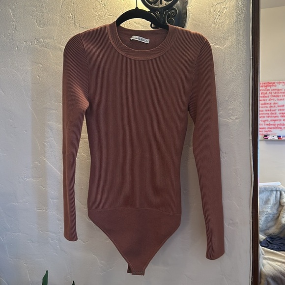 Abercrombie & Fitch Long-Sleeve Ottoman Crew Thong Bodysuit never worn size S - Picture 4 of 5